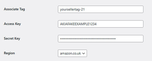 Entering your Amazon API credentials